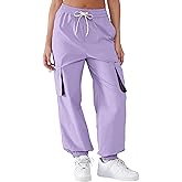 YIPINK Women's Parachute Cargo Pants Quick Dry Lightweight Hiking Pants with 4 Pockets Water Resistant Travel Casual