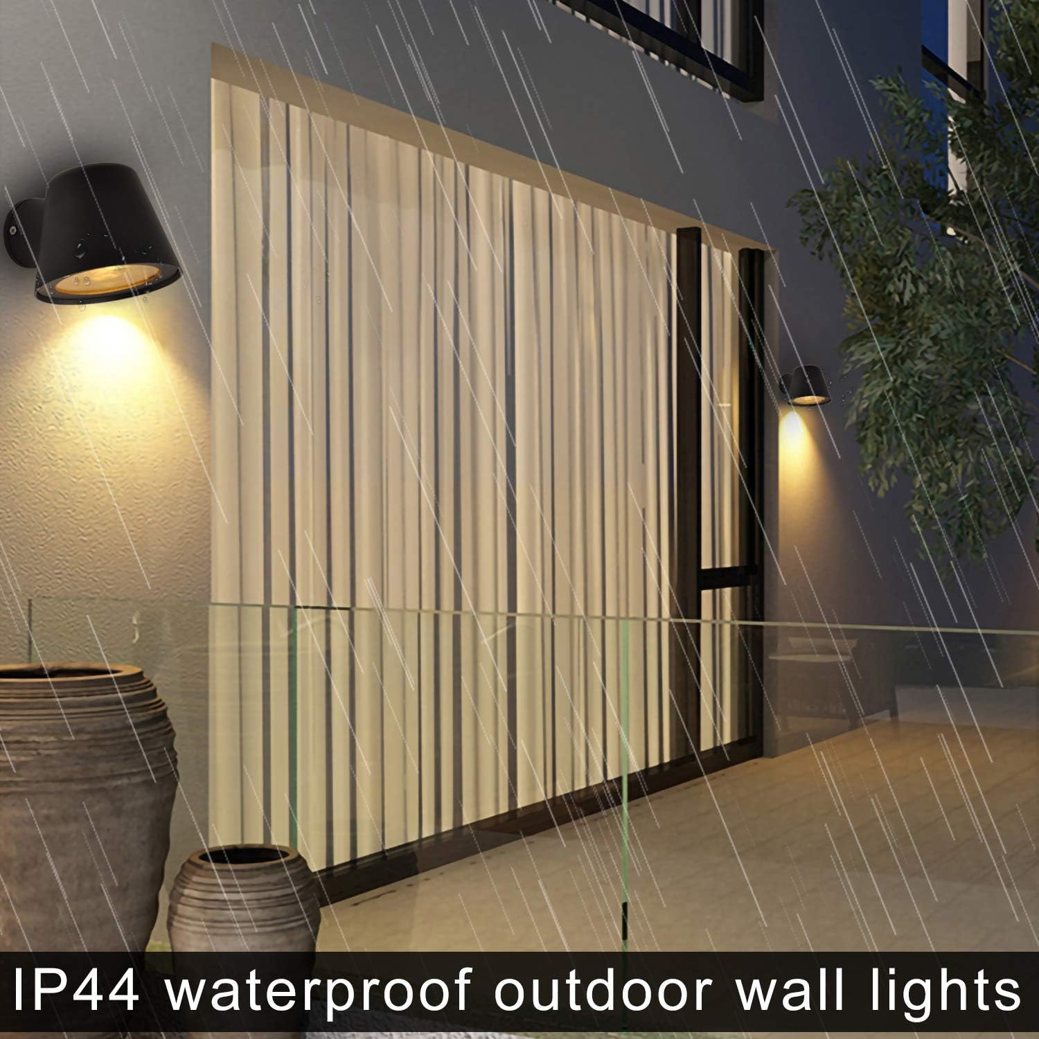 Outdoor Landscape Modern Wall Mount Light Fixture Metal Black Exterior Porch Gu10 Holder,Led 2700k Warm White Round Sconce Lamp Art Decor Garden - Image 5