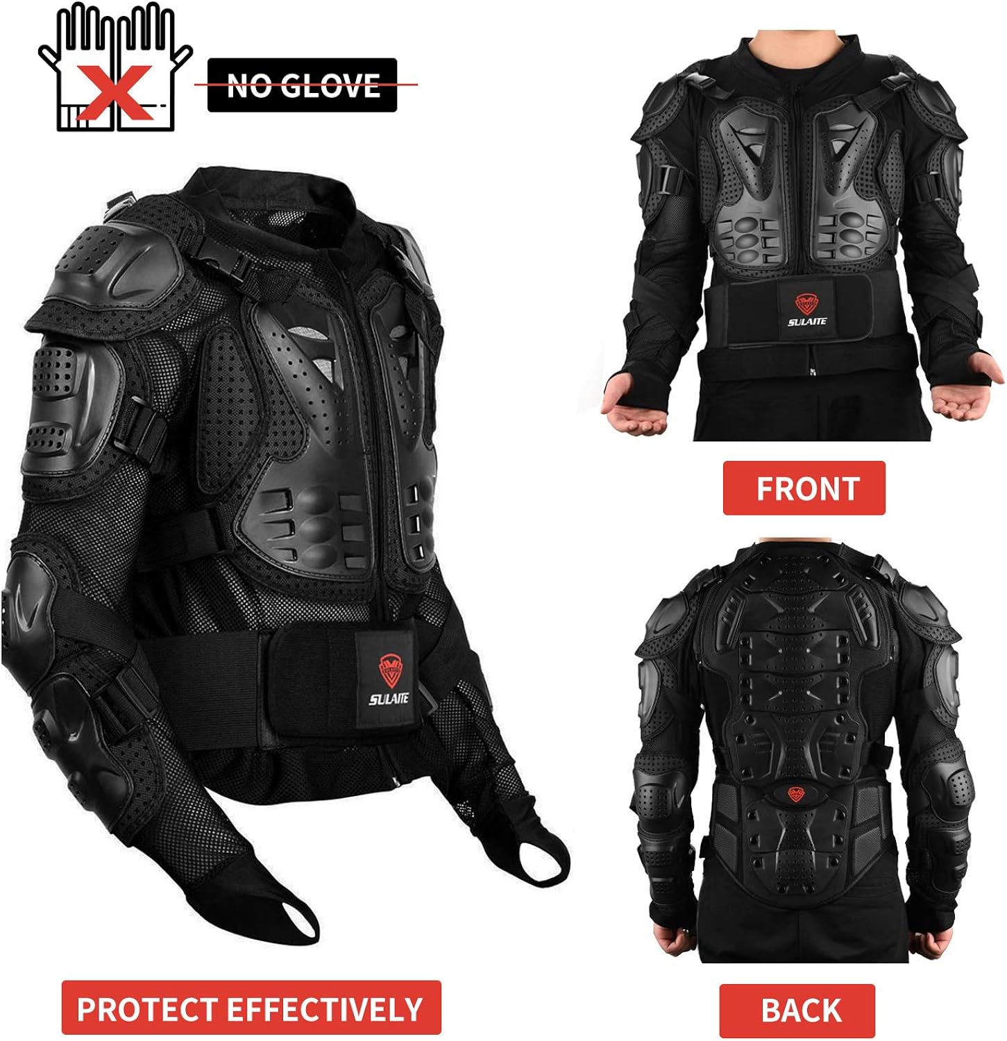 GuTe Motorcycle Protective Jacket,Sport Motocross MTB Racing Full Body Armor Protector for Men: Clothing