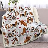 BlessLiving Red Hearts Dog Print Sherpa Plush