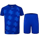 DANI CHINS Boys Loose Active Short-Sleeve Shirts Sports Jerseys and Athletic Mesh Shorts Set