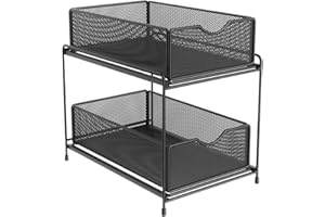 Kitchen Sink Organizer - Space Saving 2-Tier Pull-Out Shelf - Under Sink Holder Multi-Purpose Storage Shelf - for Home Bathro