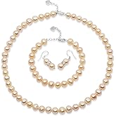 Exquisite AAA+ Genuine Freshwater Pearl Jewelry Set – Necklace, Bracelet & Earrings in White, Black, Pink, or Lavender – Elegant Gift for Women