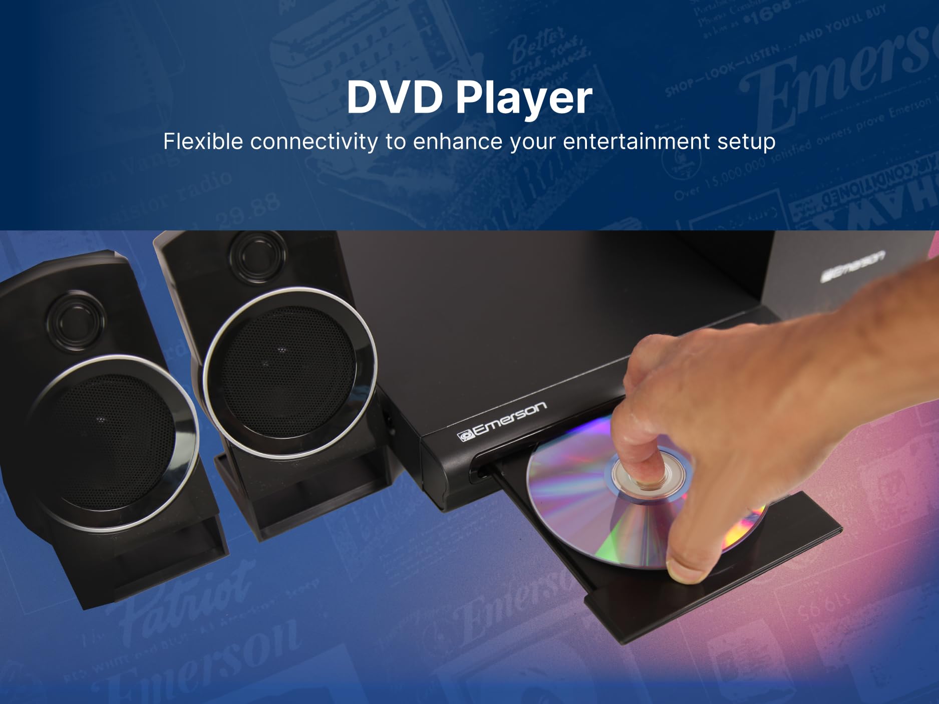 Emerson ED-8050 2.1 Channel Home Theater DVD Player and Surround Sound System with Subwoofer, HDMI Output, USB Playback, and Dual Speakers – Ideal for Immersive Movie and Music Experience