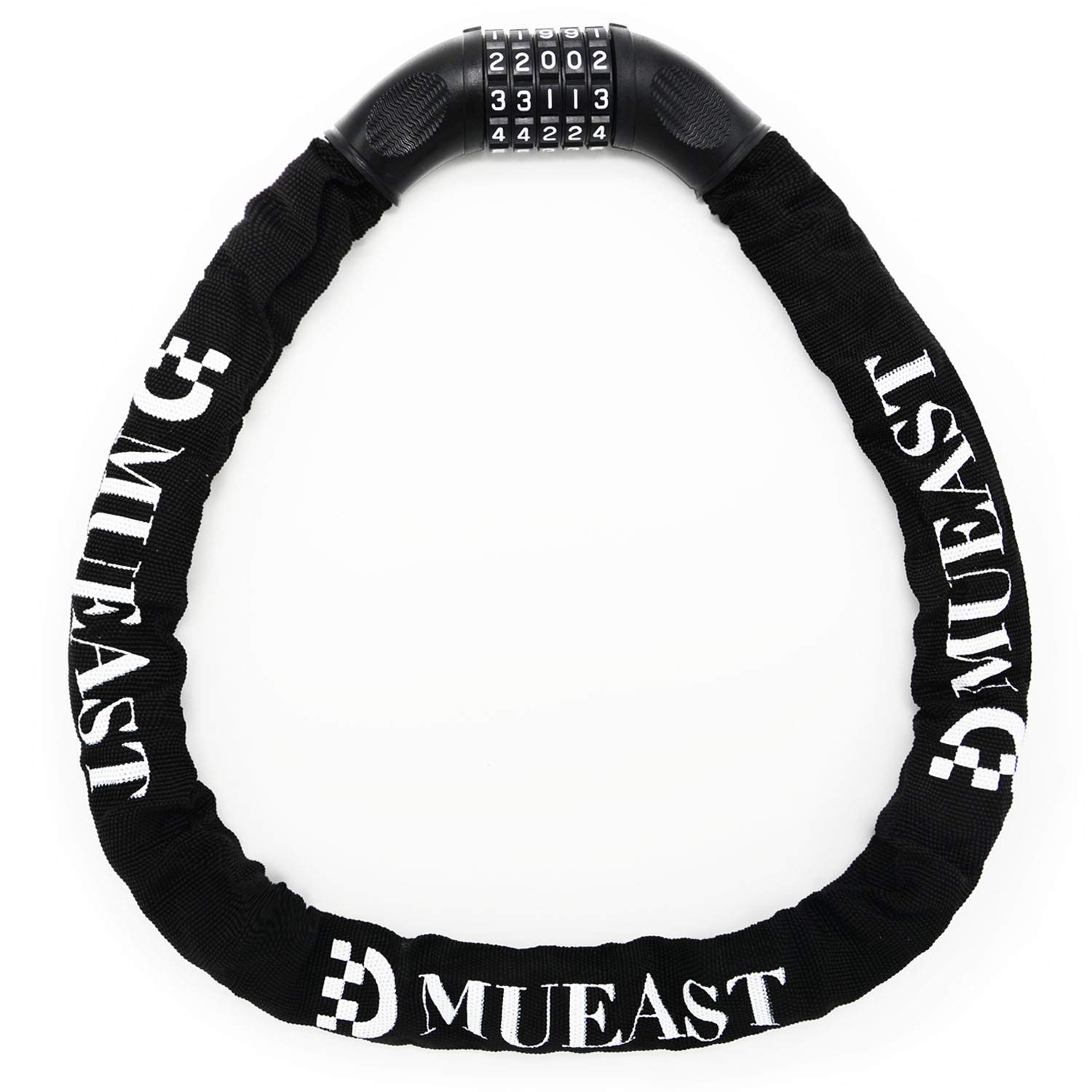 MUEAST Fahrradschloss, Zahlenschloss mit Stahlkettenglieder 7mm x 900mm Kettenschloss mit Zahlenkombination für Fahrrad und Motorrad, 860g (Black)