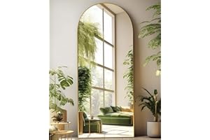 AyeWish Floor Mirror, Oversized Full Length Mirror, Arched Mirror, Large Standing Mirror, Tall Mirror, Wall Mounted, FreeStanding, Giant Mirror, 71"×30", Aluminum Frame - Gold