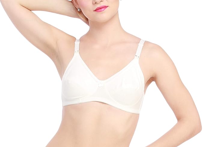 Poly Cotton Women's Front Open Drop Cup Maternity/Nursing Bra, Color- Off- White