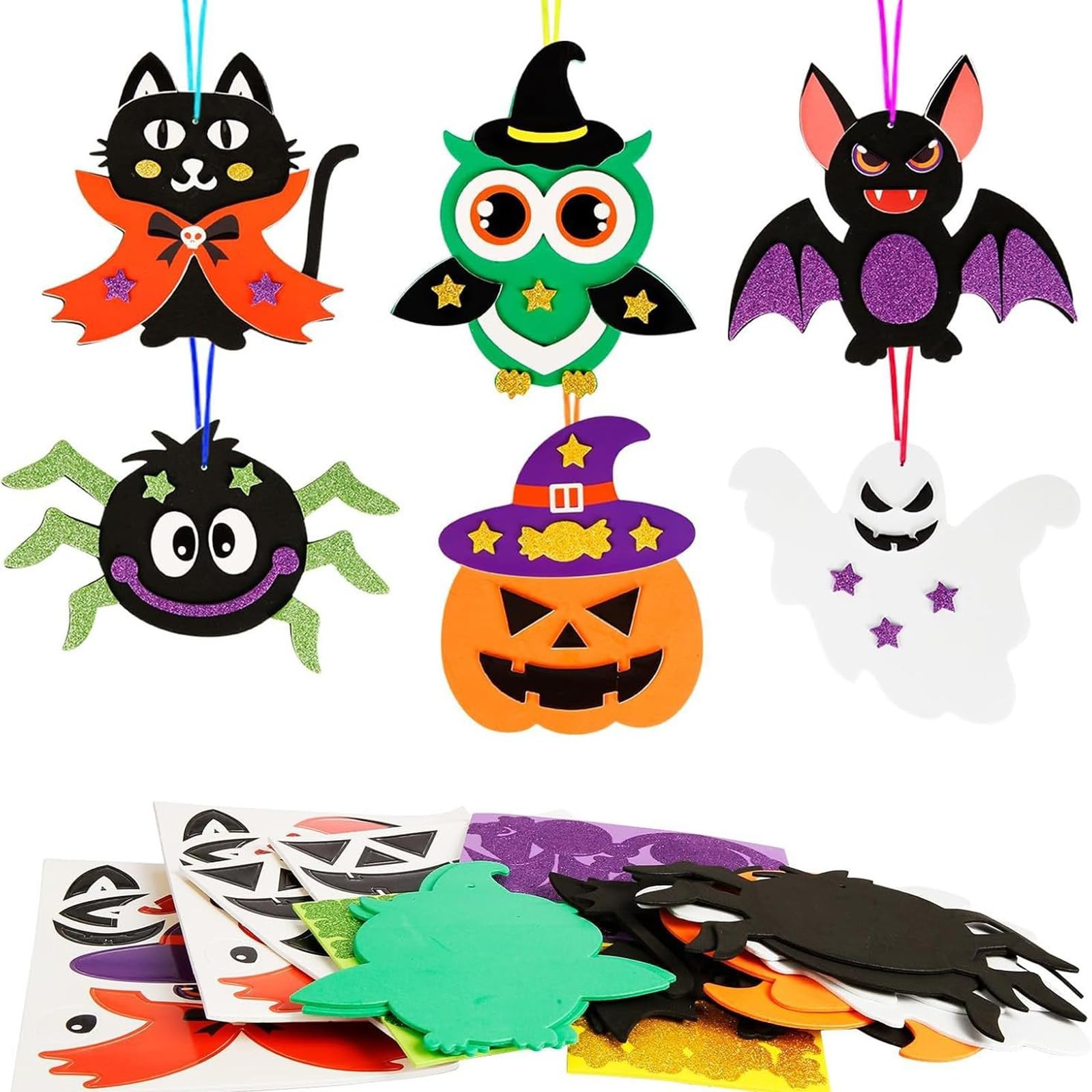AYNKH 12 Pack Halloween Craft Kit for Kids, Door Decorations DIY Creative Foam, Arts and Crafts DIY for Boys Girls, Halloween Party Supplies and Decoration