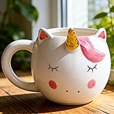 Arawat Unicorn Mug Gift for Girlfriend Large 500ml Kawaii 3D Animal Mug Sweet Ceramic Tea Cups Porcelain Coffee Cup Unicorns Decor Cups Unicorn Tea Coffee Mugs Birthday Gifts For Women