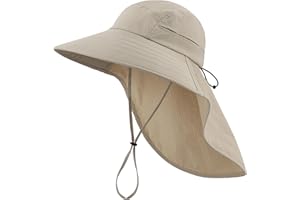 Home Prefer UPF 80+ Sun Hat for Men Women Wide Brim Sun Hat with Neck Flap Summer Safari UV Protection Gardening Fishing Hat