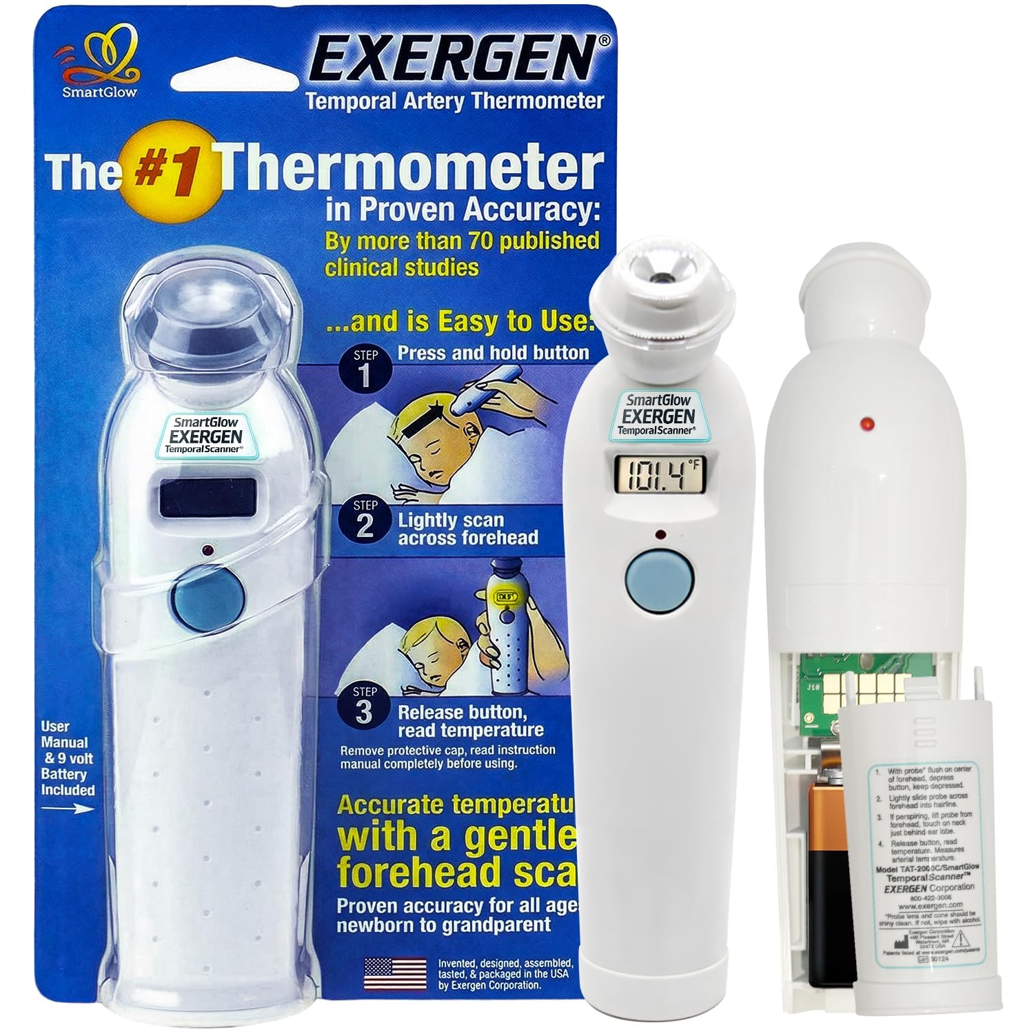 Exergen Digital Temporal Artery Thermometer with Silver Ion Antimicrobial Head