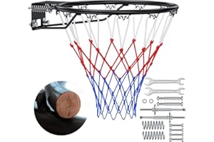 Basketball Rim, 18" Replacement Wall Mounted Outdoor Basketball Hoop, Heavy Duty Solid Steel, Double Spring Basketball Hoop R