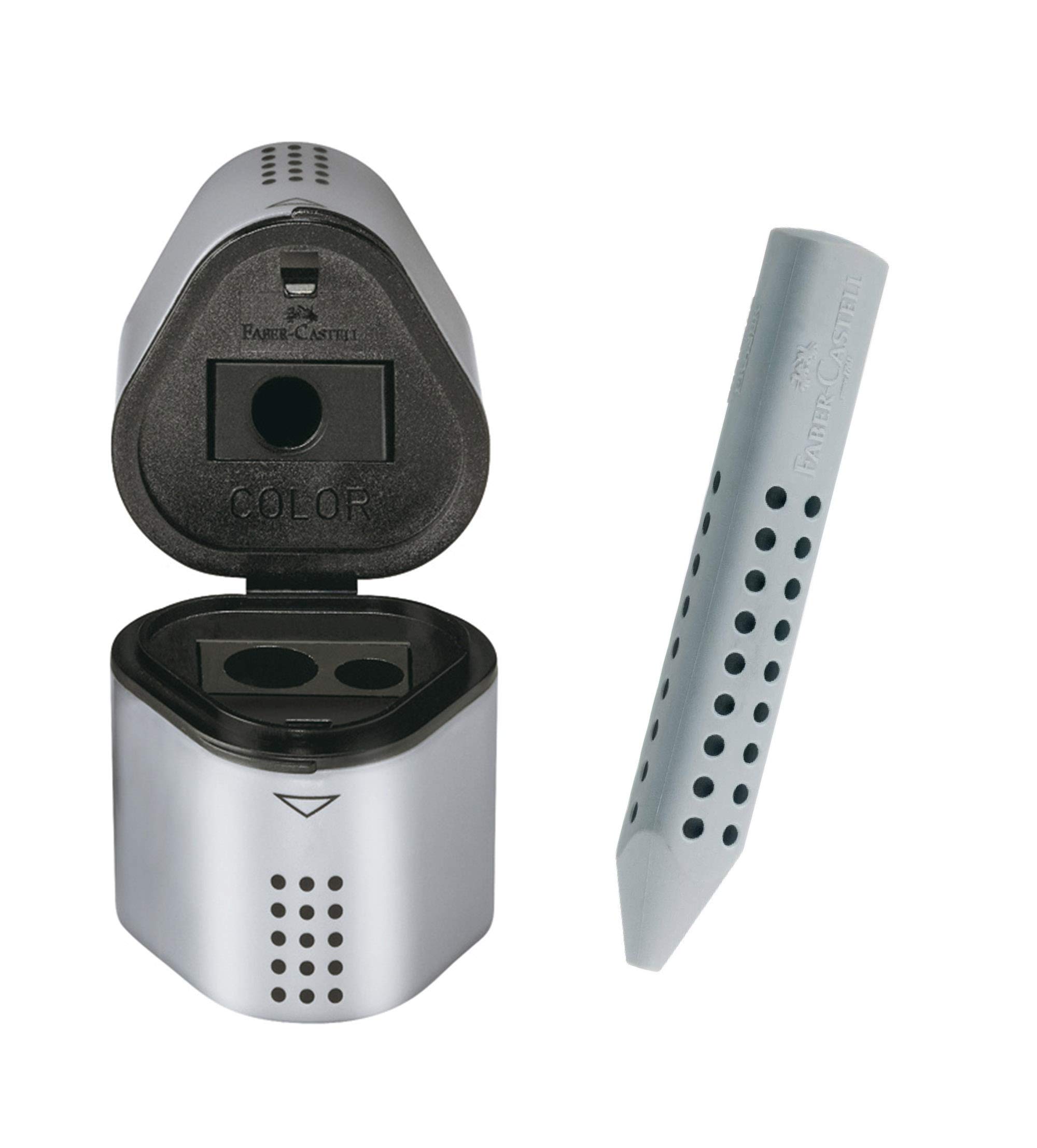 Faber-Castell Grip 2001 Triangular Eraser Radierer & Spitzdose Grey