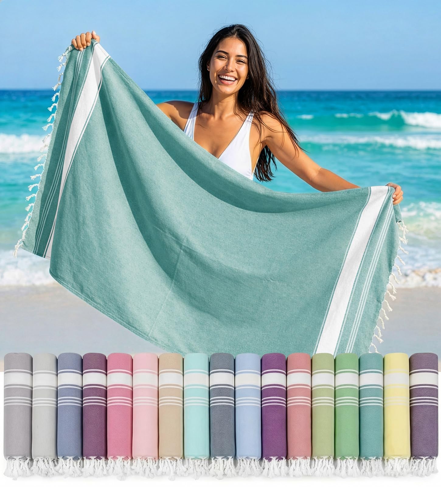 LANE LINEN Beach Towel, Beach Towels Oversized, Lightweight - Hunter Green