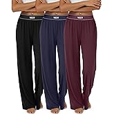 Neer 3 Pack Women's Cotton Lounge Pants High Waisted Wide Leg Yoga Pants Casual Comfy Athletic Loose Sweatpants with Pockets