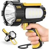 AlpsWolf Rechargeable Spotlight Flashlight, 100000 High Lumens Searchlight | IP68 Battery Powered Large Flashlights, Super Bright Handheld LED Spotlights for Hurricanes, Emergencies, Camping and Boating