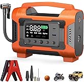 HIPOM Jump Starter with Air Compressor, Car Battery Jump Starter 150PSI Tire Inflator, Battery Jumper Starter Portable Jump Box, 12V Portable Car Jump Starter for 9L Gas & 7L Diesel Engines
