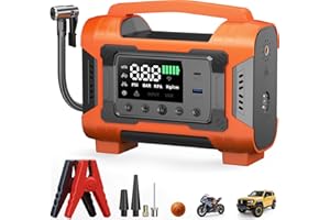 HIPOM Jump Starter with Air Compressor, Car Battery Jump Starter 150PSI Tire Inflator, Battery Jumper Starter Portable Jump Box, 12V Portable Car Jump Starter for 9L Gas & 7L Diesel Engines