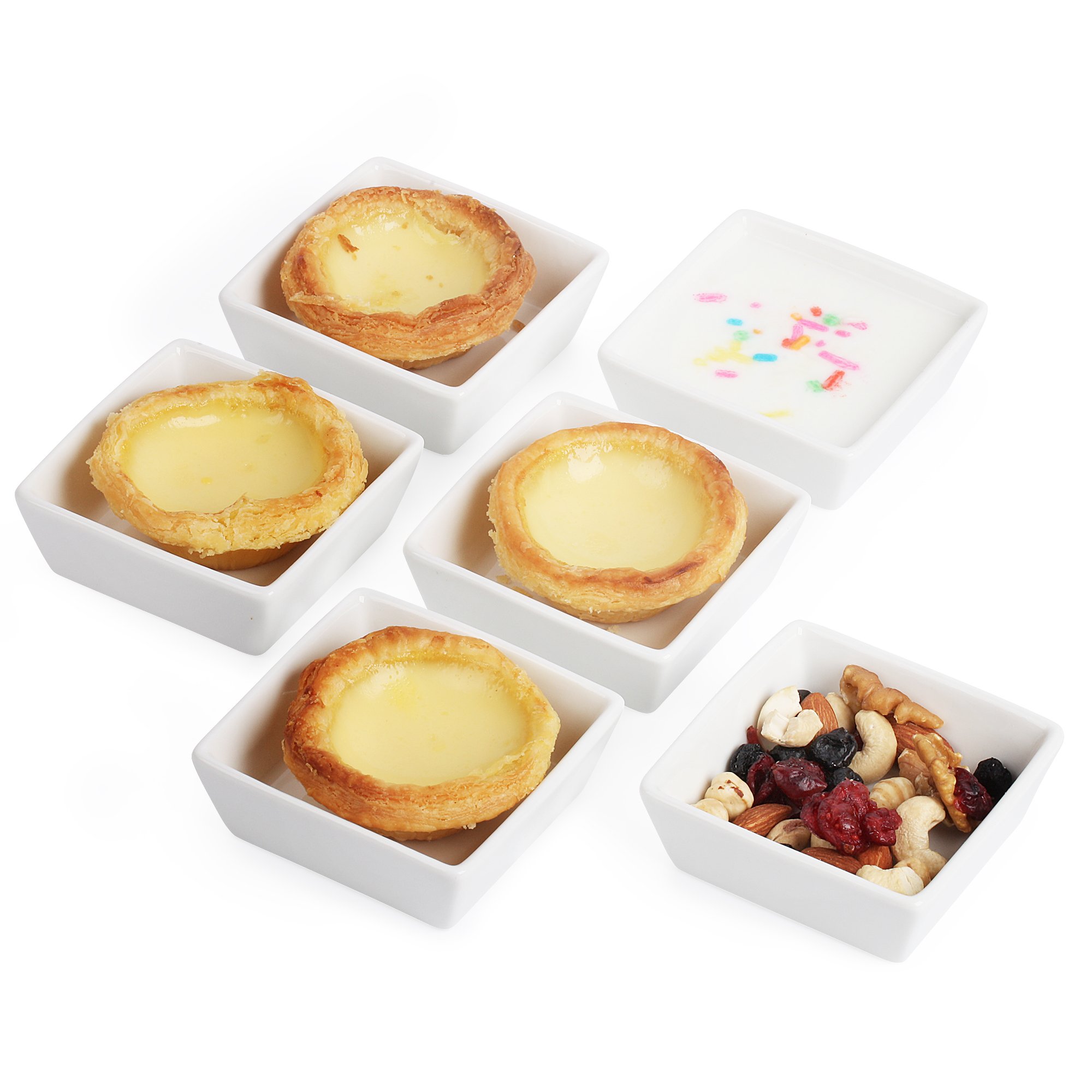 BTaT Ramekins, Square, 4 Oz, Set Of 6, Oven Safe Ramekins, Creme