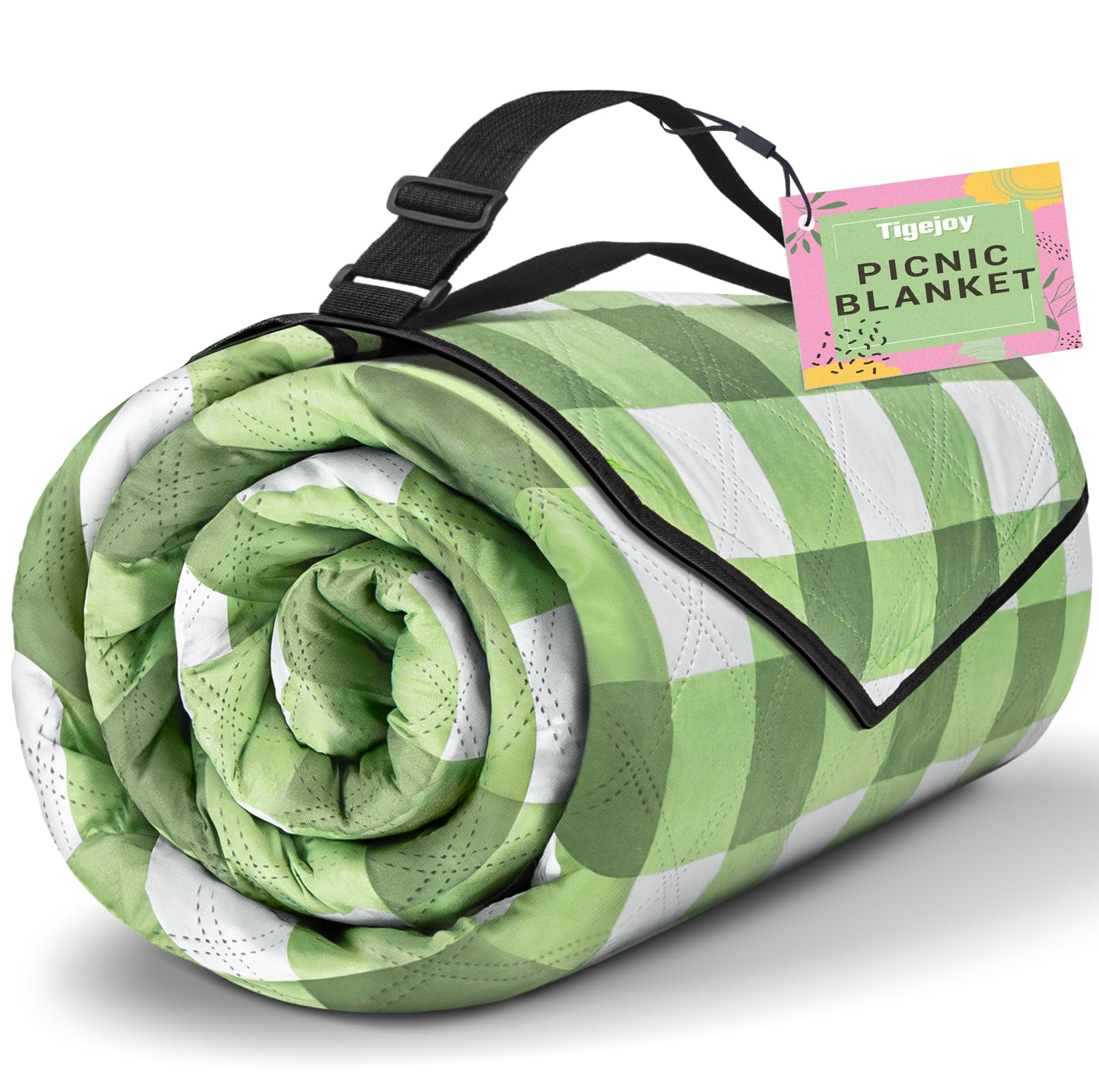 Photo 1 of TigeJoy Extra Large Picnic Blanket Waterproof Foldable 80''x118'', Outdoor Picnic Mat Beach Blanket Sandproof for Park, Grass, Travel, Hiking, Camping Essentials, Gingham Picnic Blanket