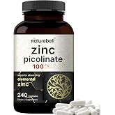 High Potency Zinc Picolinate 100mg - 240 Capsules, Bioavailable Form of Zinc for Immune Support and Skin Health - Non-GMO and Gluten