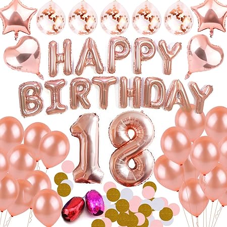 BEMEI Geburtstag Dekoration Set Rose Gold Happy Birthday Banner Party Supplies für Mädchen und Jungen