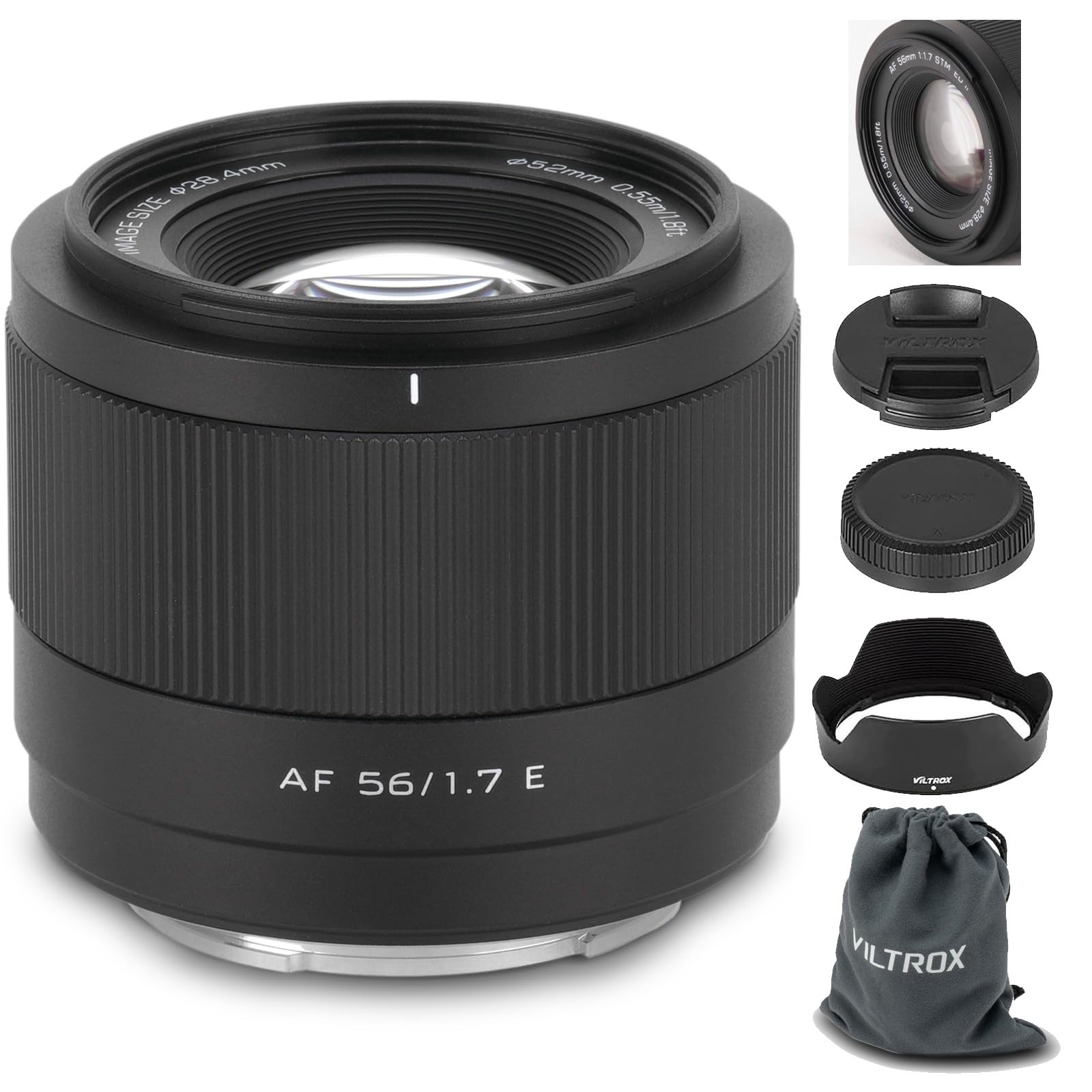 VILTROX 56mm F1.7 E APS-C Lens for Sony E-Mount, STM Auto Focus Lens for Sony E-Mount A6000 A6100 A6300 A6400 A6500 A6600 A6700 ZV-E10 FX30 ZC-E10II FX3 A7C A7SII A7III A7RIIl A7IV A7RIV A9
