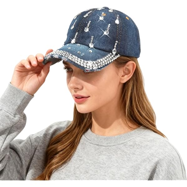 Elonmo Cute Letter Love Baseball Cap Jewel Rhinestone Bling Hats