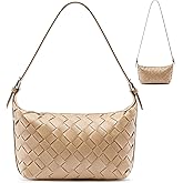 YONGLEE ARTEE Woven Vegan Leather Hobo Shoulder Bag, Small Crossbody Purse Tote for Women