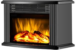 DONYER POWER 14" Mini Radiators Electric Fireplace Tabletop Portable Heater, 1500W, Black Metal Frame,Room Heater,Space Heater