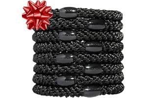 L. Erickson Grab & Go Ponytail Holders, Black, Set of Eight - Exceptionally Secure with Gentle Hold