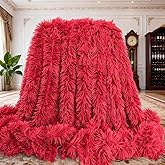 Ultra Soft Plush Blanket – Cozy Furry Throw for Bed, Sofa, or Couch – Warm & Fuzzy Fur-Like Texture – Perfect for Snuggling (51x63 Inches, Red)