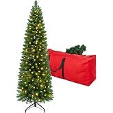 ZGCYSMHT 6ft Pre-Lit Slim Artificial Christmas Tree - 260 Warm White LED Lights, 600 Realistic Tips, Foldable Metal Stand - Family &amp; Pet-Friendly, Easy Setup for Holiday Magic