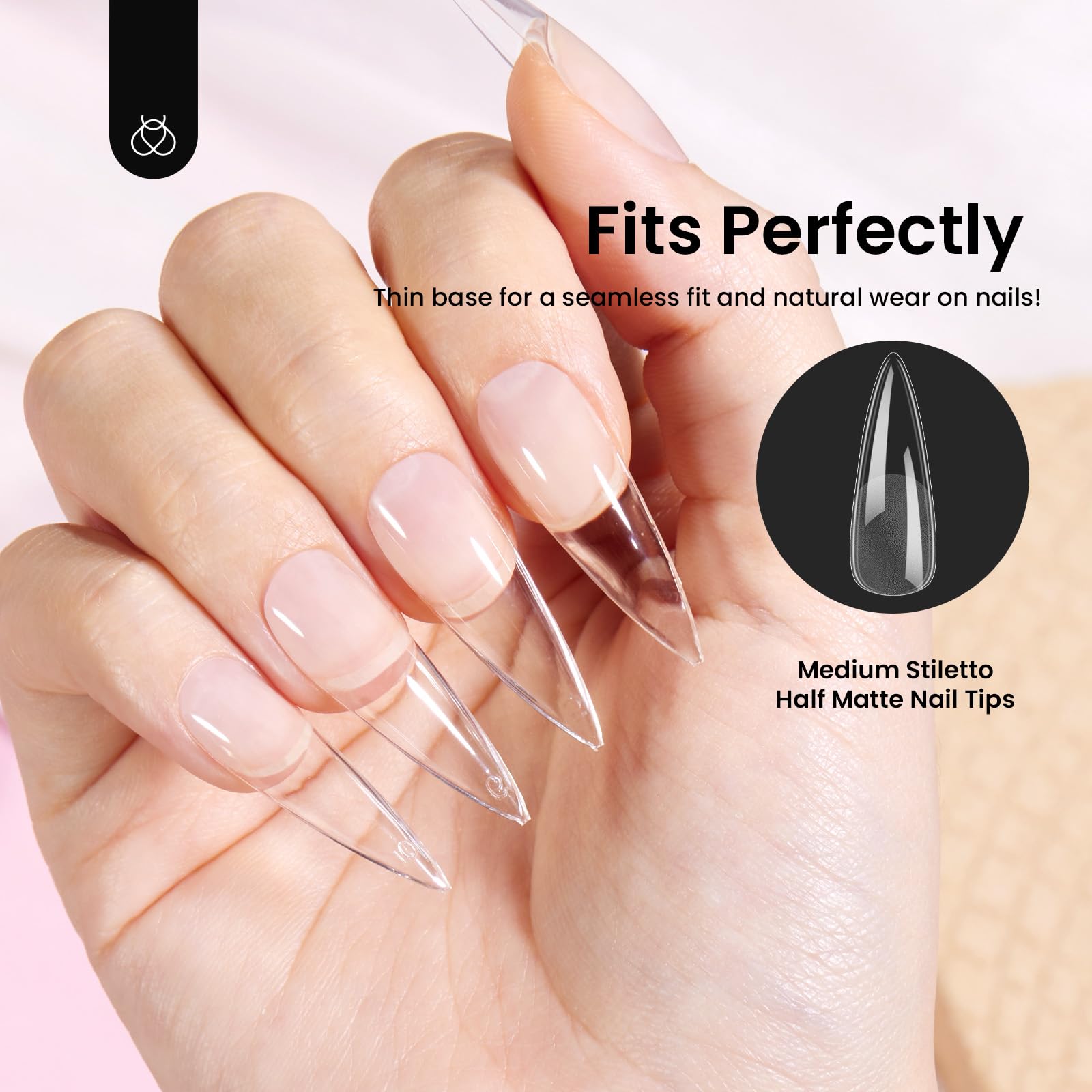 Beetles Stiletto Medium Nail Tips, 288 Pcs Pre-Shaped Etch X Nail Tips Fake Nails Soft Gel Nail Extension Acrylic Tips, Soak Off LED Nail DIY Salon at Home Gifts for Women - Image 6