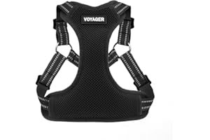 Best Pet Supplies Voyager Mesh Dog Breathable Harness Reflective Stitching, All Weather Adjustable for Walking Training, or Running - Heavy Duty & Durable, Harness (Black), S