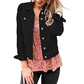 LookbookStore Women's Basic Long Sleeves Button Down Fitted Denim Jean Jackets