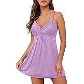 Ababoon Sexy Lingerie Women Lace Modal Sleepwear Chemises V-Neck Full Slip Babydoll Nightgown