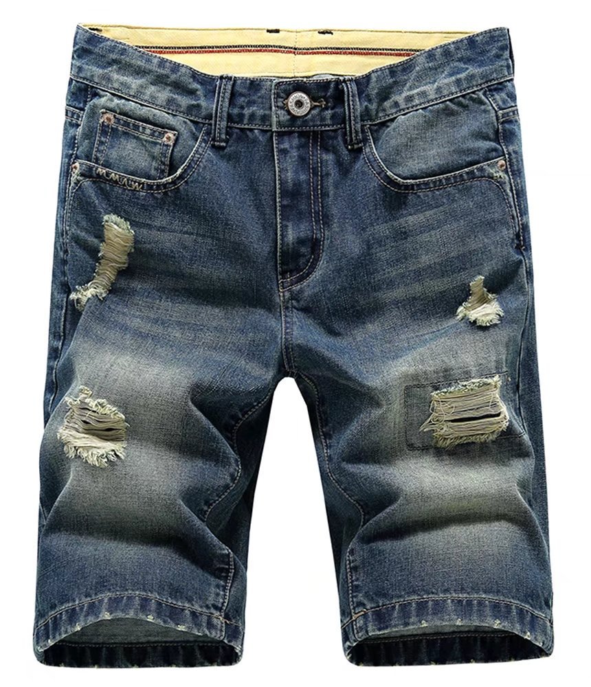 LATUD Men's Casual Denim Shorts (No Belt) Denim Fit