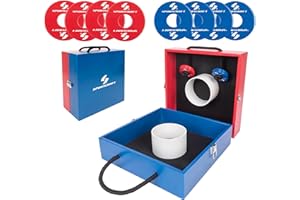 Sportcraft Wooden Washer Toss, 2 Durable Wooden Targets & 8 Weighted Steel washers (4 red, 4 Blue), Hours of Competitive Fun 