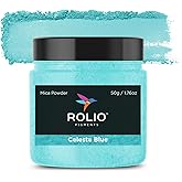 Rolio Premium Mica Powder - Celeste Blue (50G / 1.76oz) - 1 Jar of Blue Pigment Powder for Epoxy Resin, Dye, Soap Making, Nail Polish, Paint, Candle Making, Bath Bombs, Slime