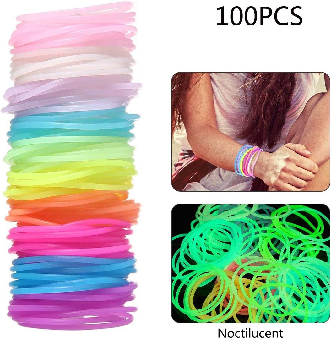 Womdee Silicone Jelly Bracelets Bulk Luminous Hair Ties Party