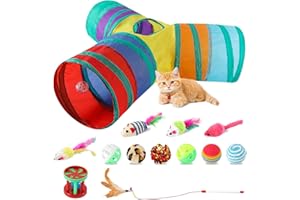 YUBAGOWU Cat Toys Kitten Interactive Cat Toys for Indoor Cats Assortments 3 Way Hole Cat Tunnel Wand Ball Mouse Toys Set for 