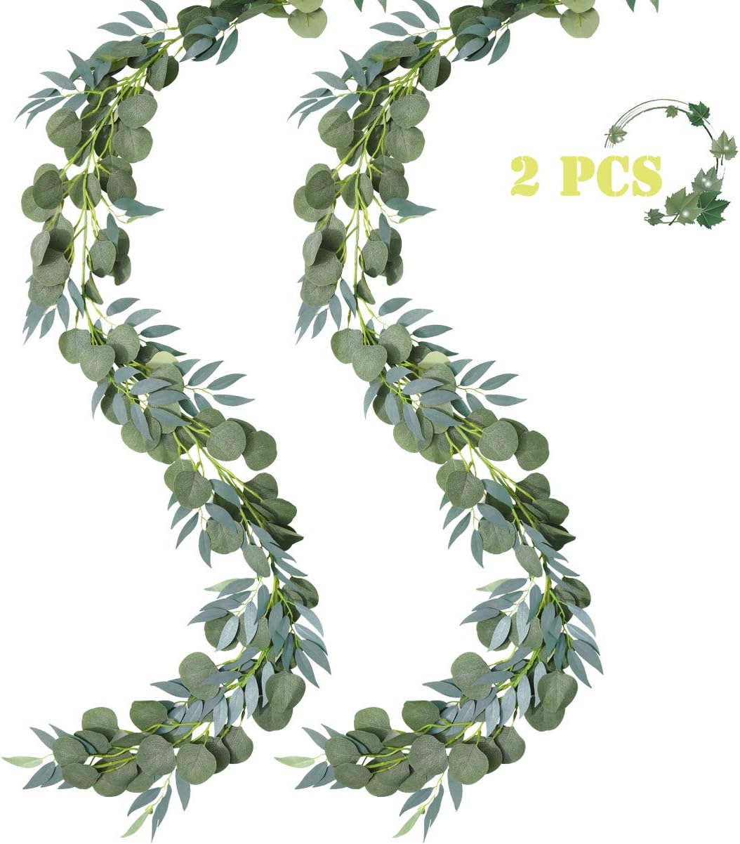 LinTimes 16 Stück Künstlicher Eukalyptus - Graugrün Für Deko 28,5cm