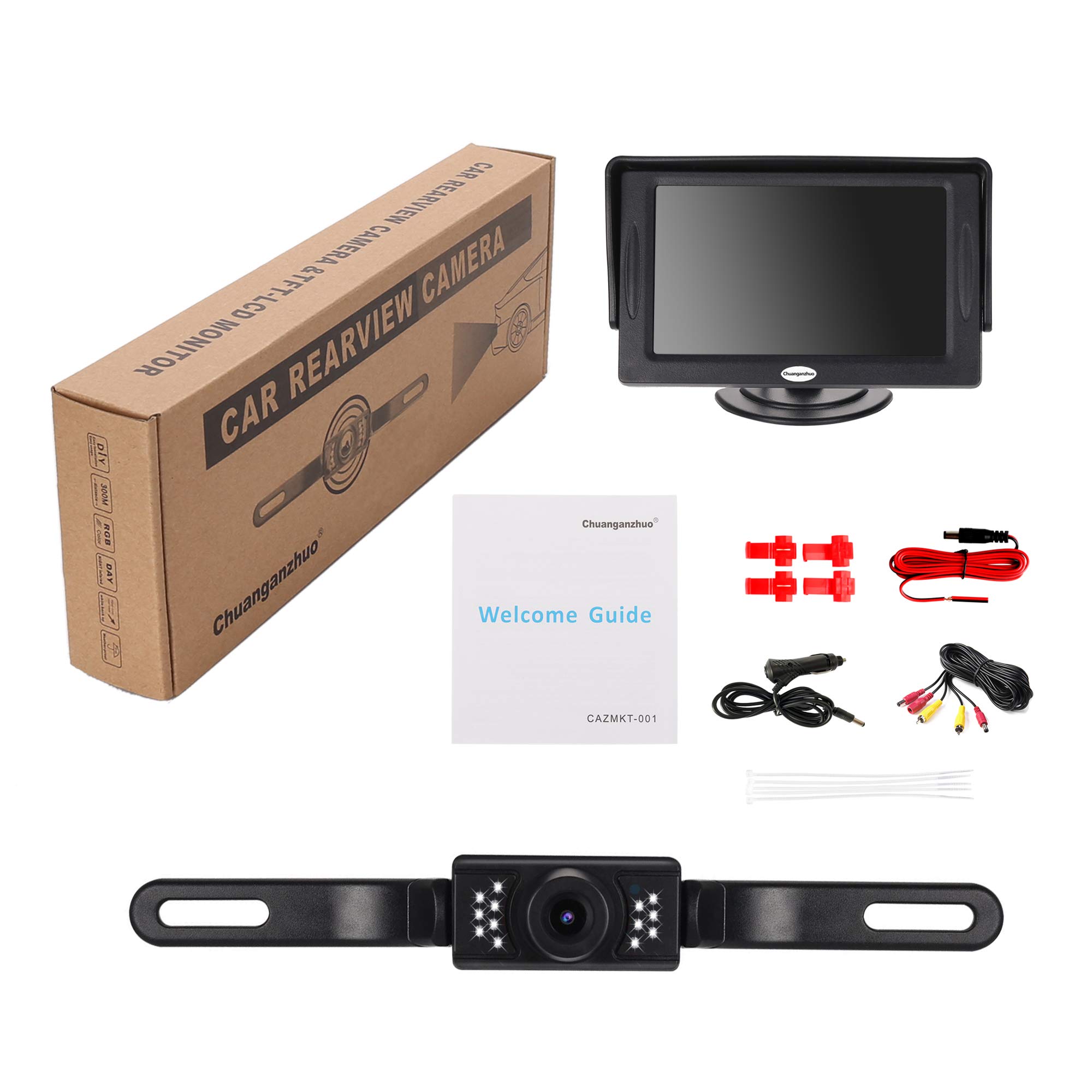 Backup Camera and Monitor Kit for Car,Universal Wired Waterproof Rear