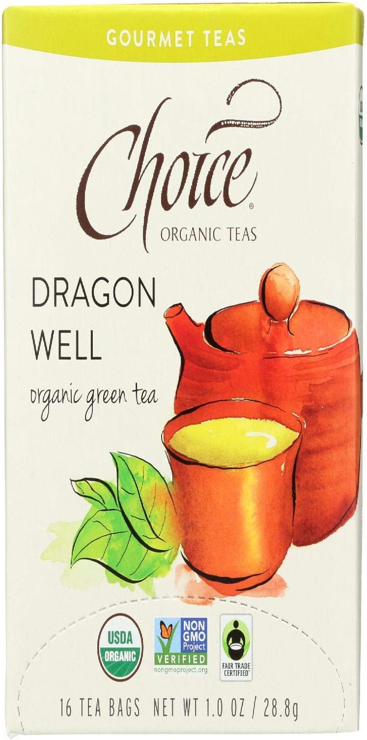 Choice Organic Teas Gourmet Green Tea, Dragon Well, 16 Count