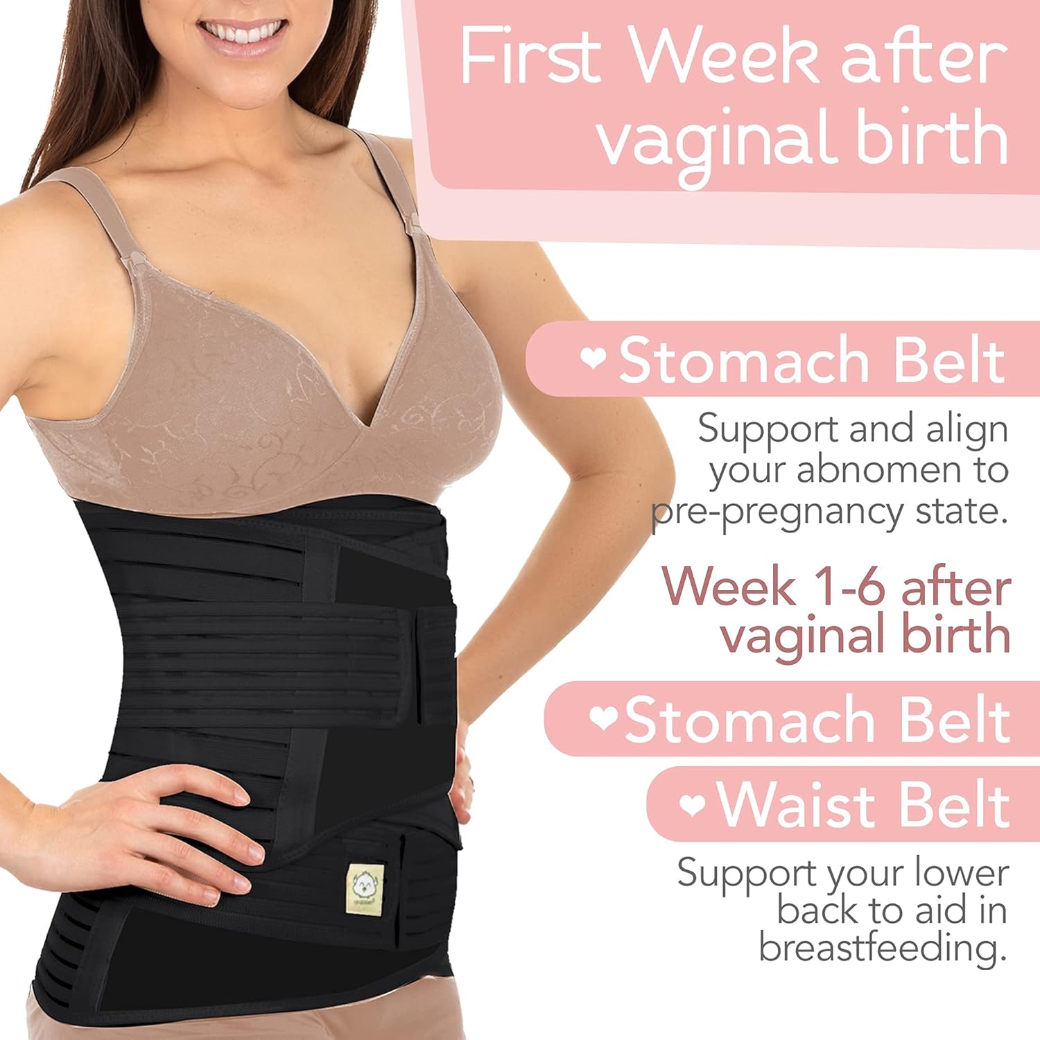 3 in 1 Postpartum Belly Support Recovery Wrap - Belly Band For Postnatal, Pregnancy, Maternity - Girdles For Women Body Shaper - Tummy Bandit Waist Shapewear Belt (Midnight Black, One Size): Health & Personal Care