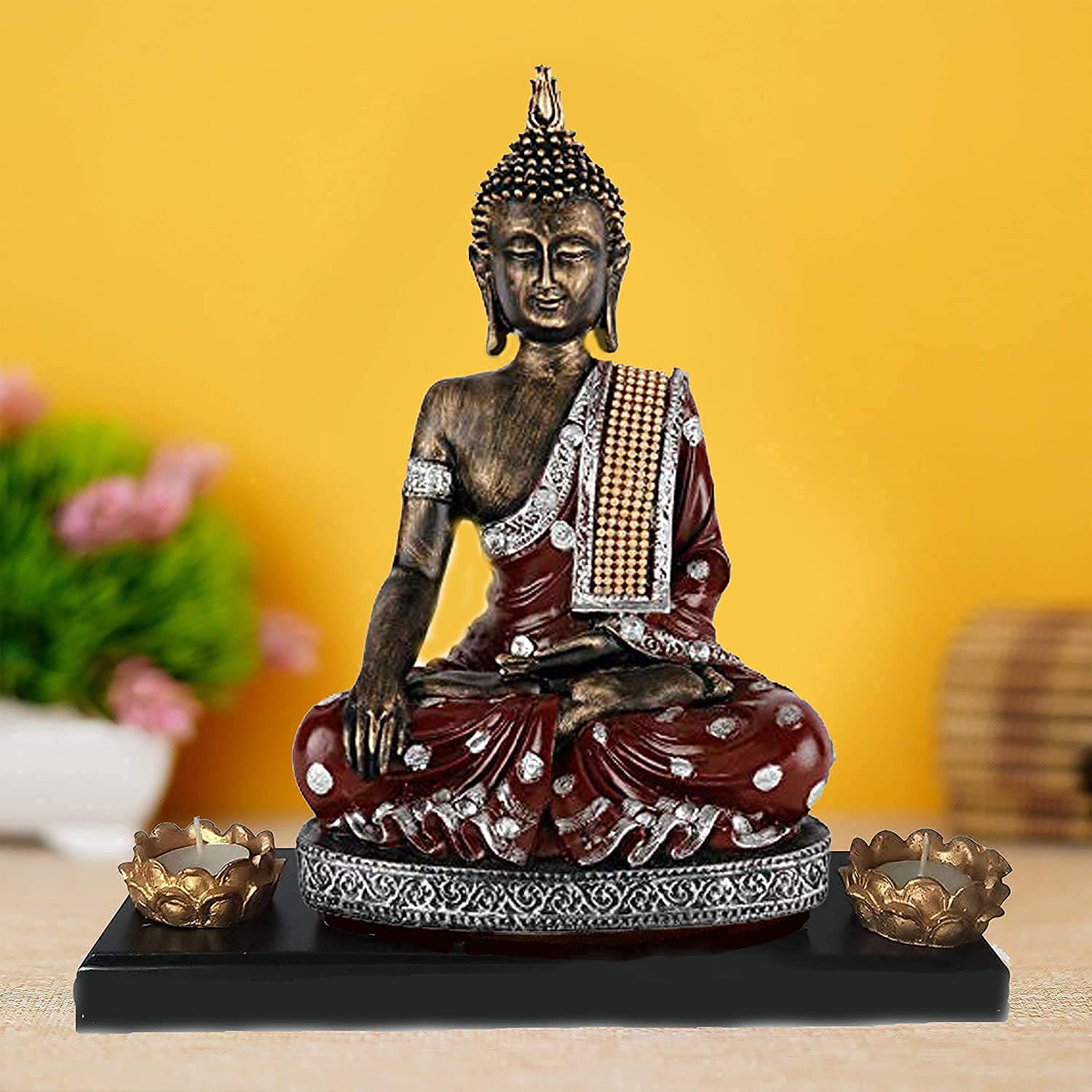 Buy SN Handicrafts Sitting Buddha Big Size Idol Statue Showpiece Resin Buddha Idol Bronze Black