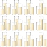 Shihanee Set of 36 Pillar Candles and Glass Cylinder Vases Clear Cylinder Holders for Slim Pillar Candles Wedding Centerpieces(2.6'' X 4.7'', 5.9'', 7.9'',Ivory White)