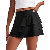 CRZ YOGA Girls Feathery-Fit Soft Ruffle Athletic Skirts - Tennis School Casual Skorts with Pockets Liner Kids Teen