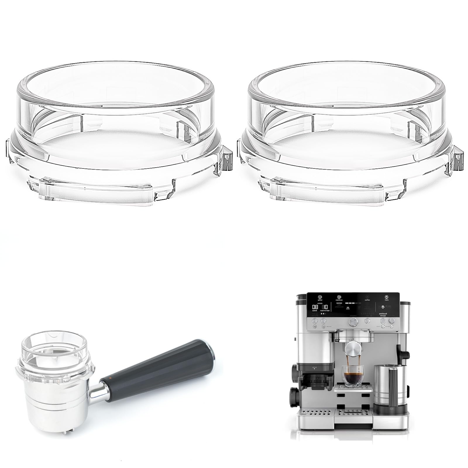Photo 1 of 2 Pack Portafilter Funnel for Ninja Luxe Cafe Accessories, Replacement Dosing Ring, Espresso Funnel for Ninja Luxe Café Espresso Machine, Transparent